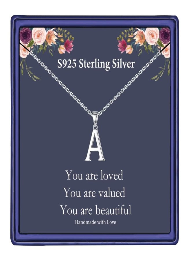 Hidepoo قلادة هيديبو من الفضة الإسترلينية بحرف A، قلادة رقيقة بحرف A، هدية مثالية للنساء والأمهات والزوجات والصديقات - Image 1